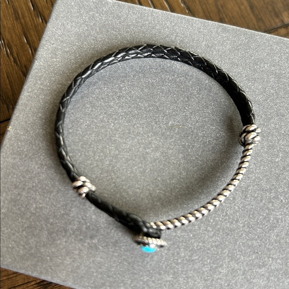 American West Sterling and Turquoise Leather Bracelet - Picture 3 of 9